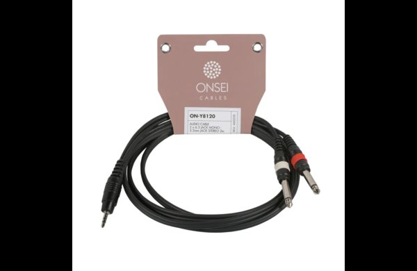 onsei-on-y8120-kalodio-hxou-2-x-6-3mm-jack-mono-to-3-5mm-jack-stereo-2m